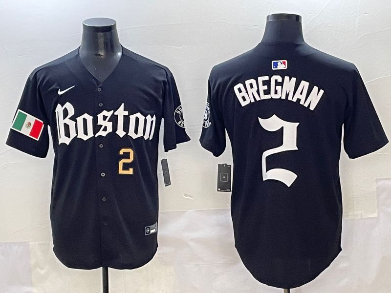 Men 2025 Boston Red Sox 2 Bregman Black Five generations Joint Name Nike MLB Jersey style 7